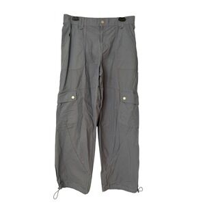 Project/Rebel Grey Cargo Utility Pants Large‎ Bungee Hem Multi Pocket Gorpcore